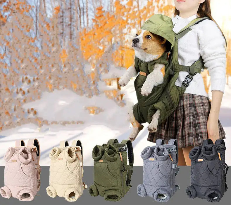 Winter Thickened Portable Pet Chest Backpack